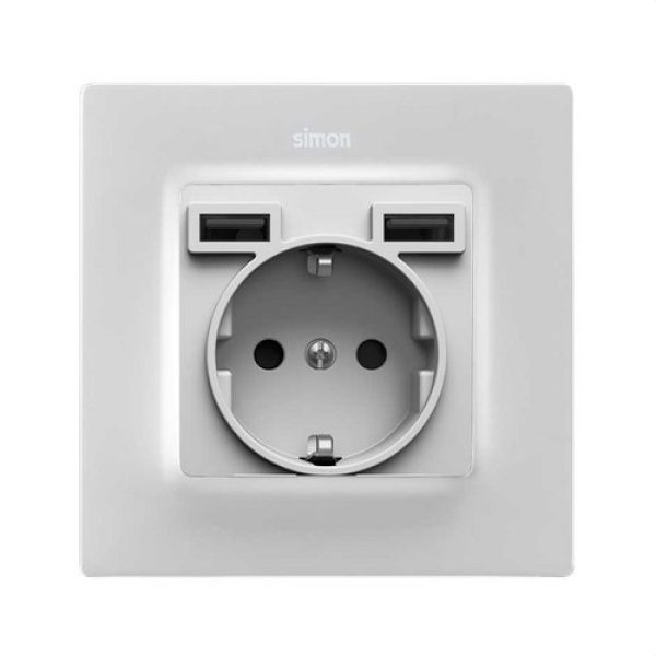 Simon 75 Toma USB (Aluminio, 2 canales, Aluminio, En pared)