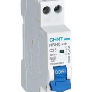 Interruptor automático nbh8 1 polo+neutro 1 modulo 25A c-4,5kA