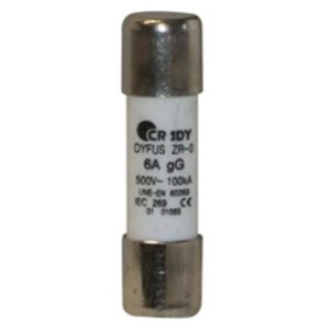 Fusible cilíndrico ZR-0 (10,3x38) 6A clase-gG