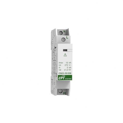 Protector contra sobretensiones transitorias tipo 2 230V 15kA 1P+N estrecho