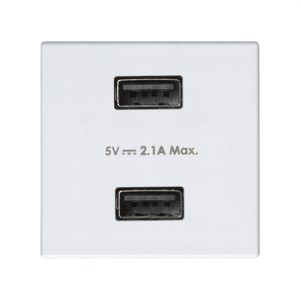 Cargador SIMON 27 PLAY con 2xUSB 5V DC 2,1A blanco