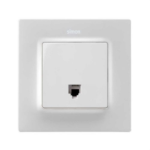 Placa SIMON 82 para tomas telefónicas RJ11 y RJ12 blanco mate