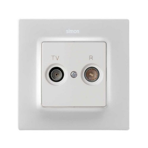 Placa SIMON 82 toma R-TV blanco mate
