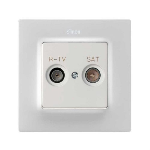 Placa SIMON 82 toma R-TV+SAT blanco mate