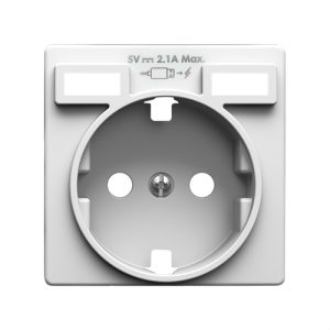 Tapa SIMON 82 para base de enchufe schuko con 2 bocas carga USB 2.1A tipo A blanco mate