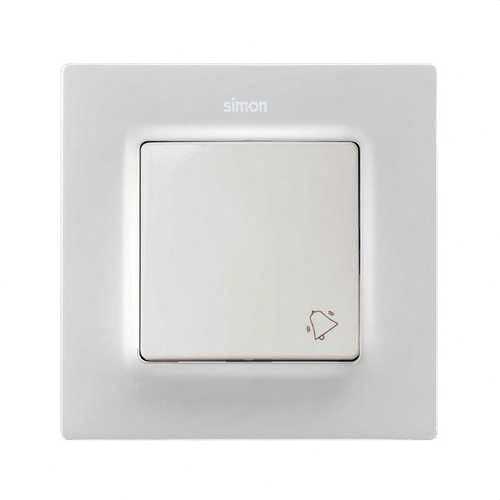 Tecla individual SIMON 82 con pulsador campana blanco mate
