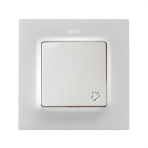 Tecla individual SIMON 82 con pulsador campana blanco mate