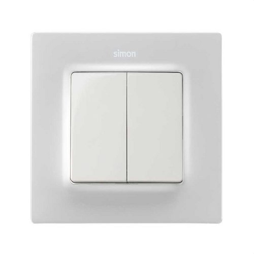 Tecla doble SIMON 82 para mecanismos blanco mate