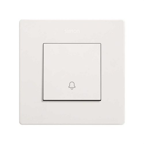 Pulsador SIMON 270 con grabado campana 10A blanco