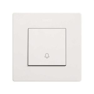 Pulsador SIMON 270 con grabado campana 10A blanco