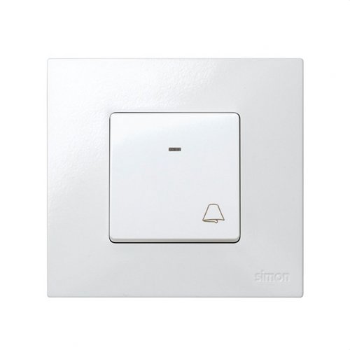 Pulsador SIMON 27 para grabado campana luminoso y módulo ancho blanco nieve