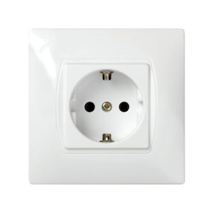 Base enchufe SIMON 27 schuko placa incorporada blanco nieve
