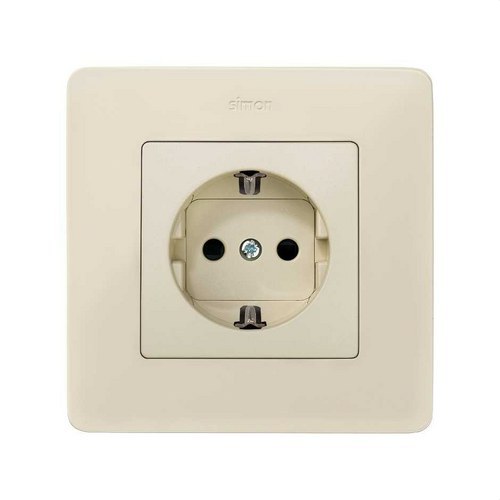 Tapa enchufe SIMON 82 2P+TT lateral+seguridad marfil