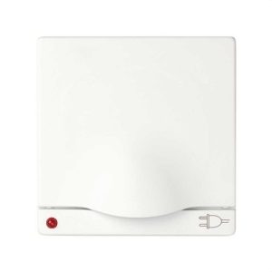 Tapa articulada enchufe SIMON 82 2P+TT lateral con LED seguridad blanco