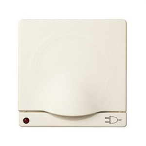 Tapa articulada enchufe SIMON 82 2P+TT lateral con LED seguridad marfil