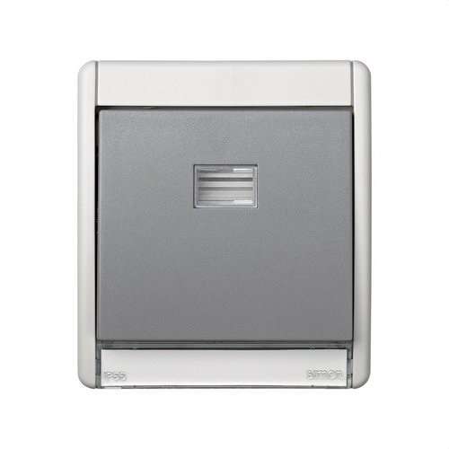 Conmutador monobloc IP55 10AX 250V Simon Aqua con sistema de embornamiento rápido gris