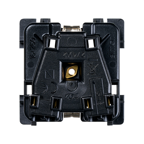 Base SIMON 27 2P TT lateral schuko con obturador de seguridad blanco nieve