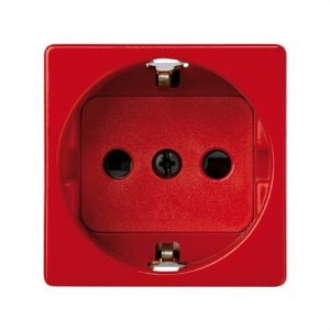 Base SIMON 27 2P TT lateral schuko con obturador de seguridad rojo