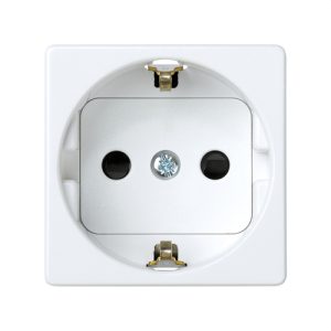 Base SIMON 27 2P TT lateral schuko con obturador de seguridad blanco nieve