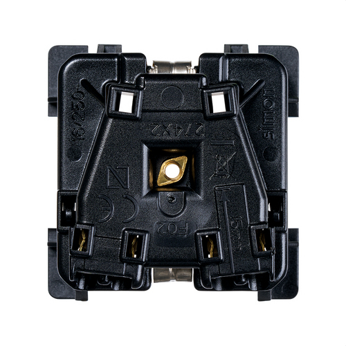 Base SIMON 27 2P TT lateral schuko con obturador de seguridad blanco nieve