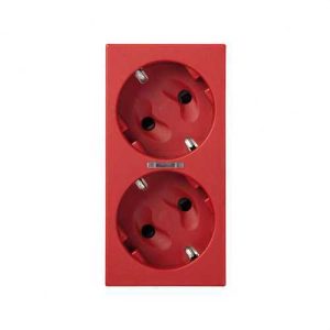 Base enchufe SIMON 500 CIMA doble schuko por corte con LED rojo