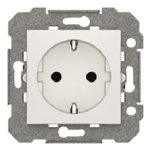 Base Schuko emborne con tornillo protección serie Viva en blanco