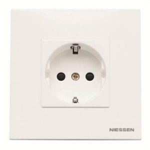 Base de enchufe 2P+T lateral Schuko completa Zenit blanco