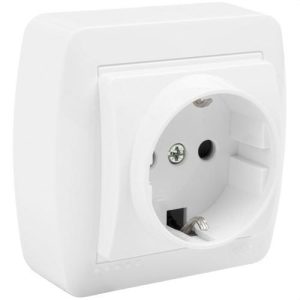 Base fija 2P+T 16A 250V Serie Mural de superficie color blanco