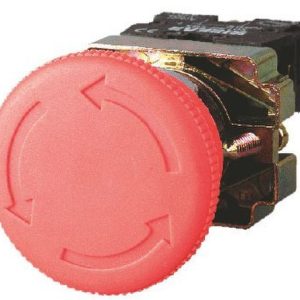 Pulsador 40mm metalico PARO EMERGENCIA 22mm 1NO+1NC rojo