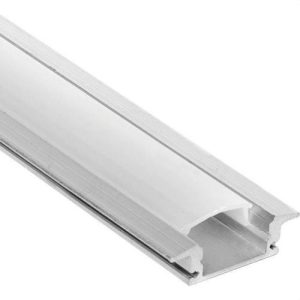 Perfil aluminio de empotrar para tira LED con difusor 2 metros
