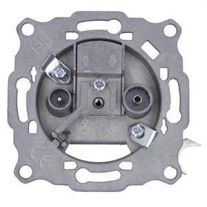 Toma final de cascada TU F4 con garras 2 conectores IEC universales TV-RD-SAT