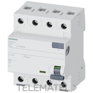 Interruptor diferencial 5SV clase-AC 4 polos 63A 300mA 70mm