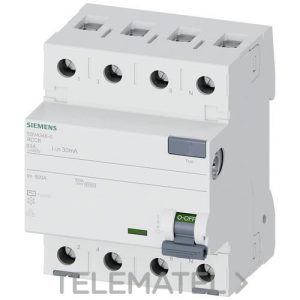 Interruptor diferencial 5SV clase-AC 4 polos 63A 30mA 70mm