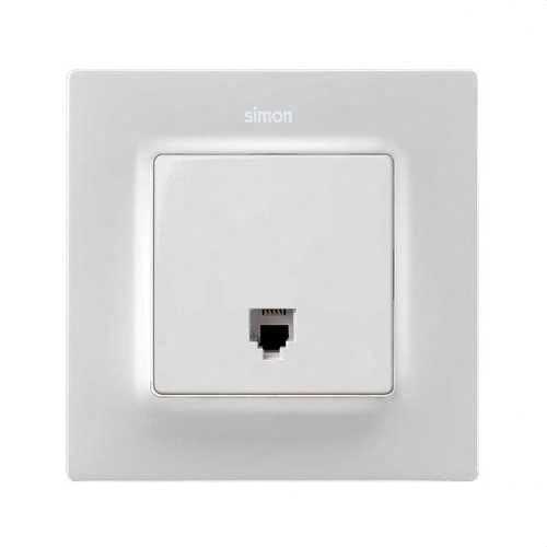 Placa SIMON 82 para tomas telefónicas RJ11 y RJ12 blanco mate