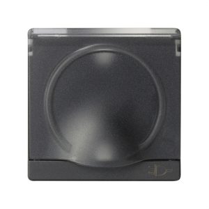 Tapa articulada enchufe SIMON 82 2P+TT lateral con seguridad grafito